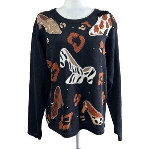 Victoria Harbour Vintage 90s Black Knit Shoes Sweater